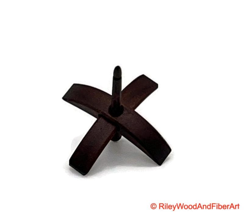 Mini Turkish Drop Spindle - Walnut Whorl with Honduran Rosewood Shaft on white background