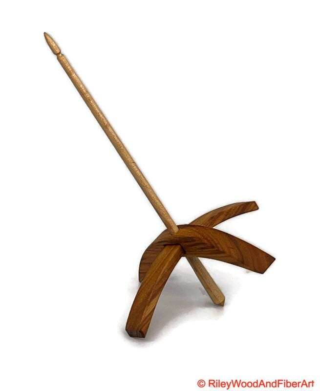 Mega Turkish Drop Spindle - Canary Whorl with Maple Shaft made by Riley Wood and Fiber Art
