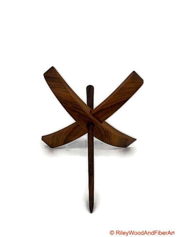Mega Turkish Drop Spindle - Canary Whorl with Walnut Shaft made by Riley Wood and Fiber Art