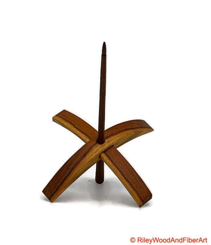 Mega Turkish Drop Spindle - Teak Whorl with Walnut Shaft made by Riley Wood and Fiber Art