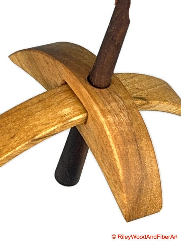 Mini Turkish Drop Spindle - Myrtle Whorl with Walnut Shaft made by Riley Wood and Fiber Art