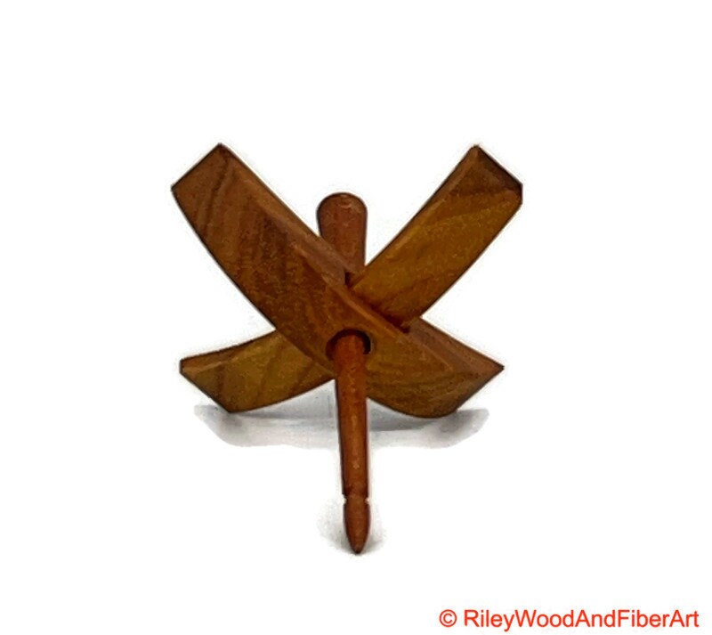 Mini Turkish Drop Spindle - Canary Whorl with Cherry Shaft made by Riley Wood and Fiber Art