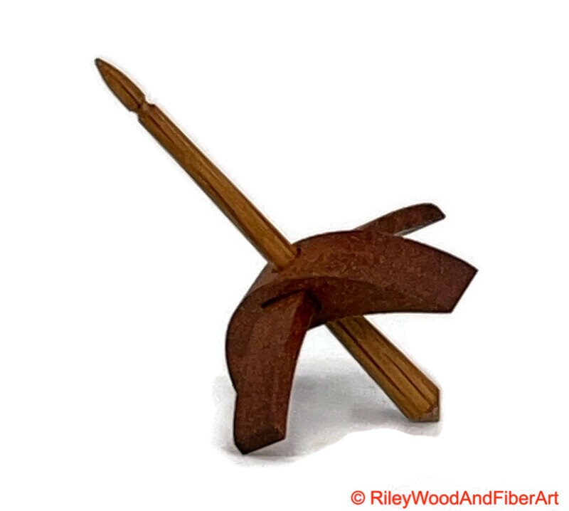 Mini Turkish Drop Spindle - Tzalam Whorl with White Oak Shaft Made by Riley Wood and Fiber Art