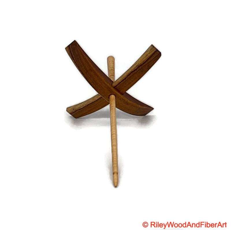 Mega Turkish Drop Spindle - Teak Whorl with Curly Maple Shaft made by Riley Wood and Fiber Art