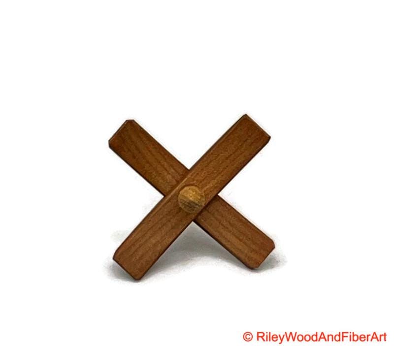 Mini Turkish Drop Spindle - Cherry Whorl with Hickory Shaft made by Riley Wood and Fiber Art