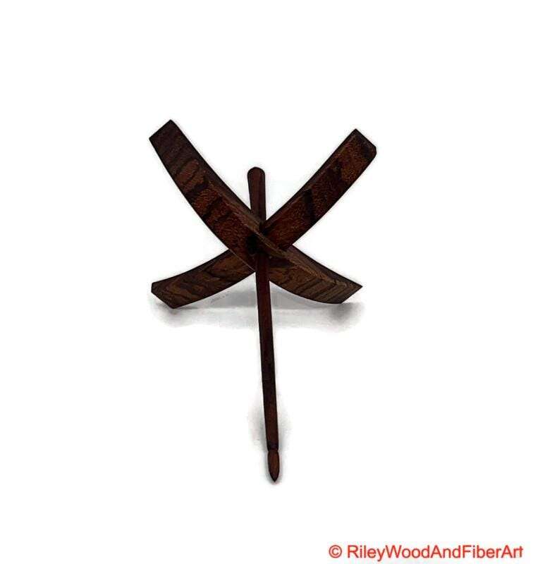 Mega Turkish Drop Spindle - Quartersawn Zebra Whorl with Walnut Shaft made by Riley Wood and Fiber Art