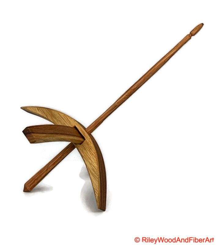 Mega Turkish Drop Spindle - Teak Whorl with Red Oak Shaft made by Riley Wood and Fiber Art