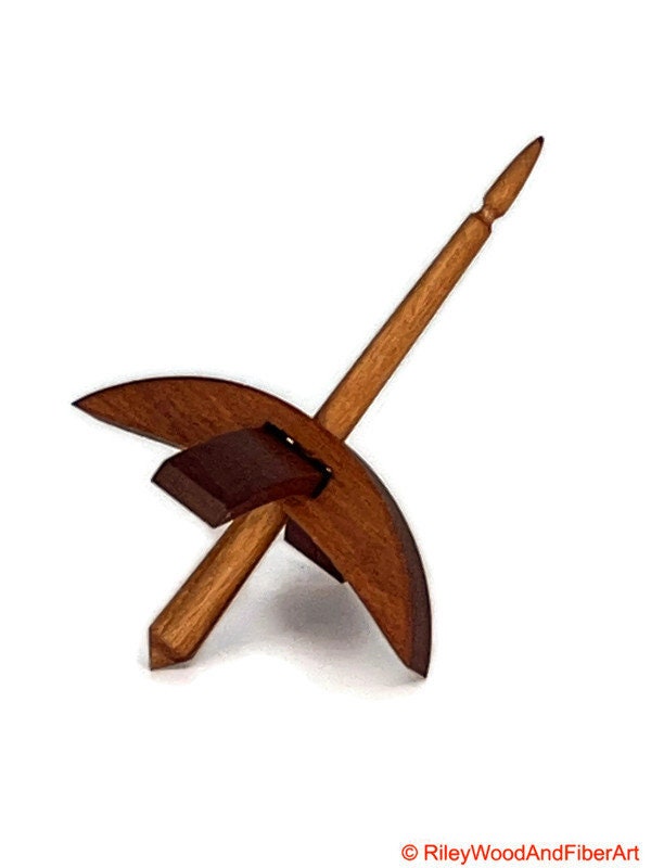 Mini Turkish Drop Spindle - Cherry Whorl with Maple Heartwood Shaft made by Riley Wood and Fiber Art