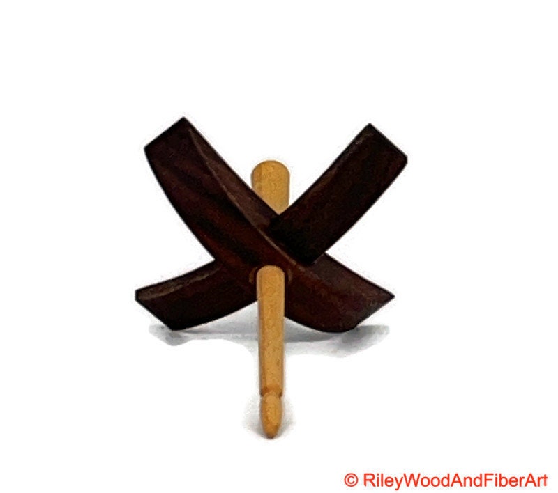Mini Turkish Drop Spindle - Pau Ferro Whorl with Maple Shaft made by Riley Wood and Fiber Art