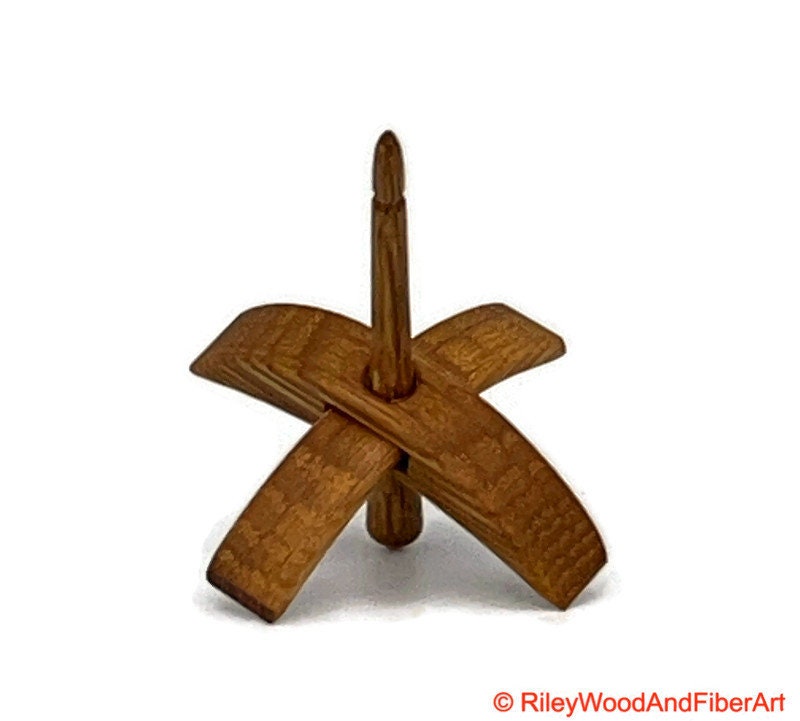Mini Turkish Drop Spindle - White Oak Whorl with White Oak Shaft on white background