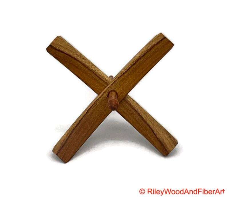 Mega Turkish Drop Spindle - Teak Whorl with Red Oak Shaft made by Riley Wood and Fiber Art