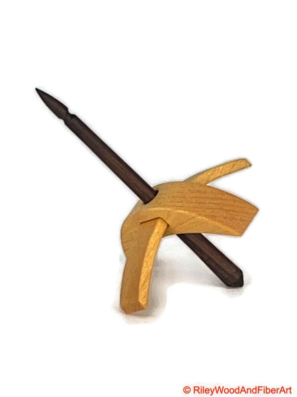 Mini Turkish Drop Spindle - Maple Whorl with Walnut Shaft made by Riley Wood and Fiber Art