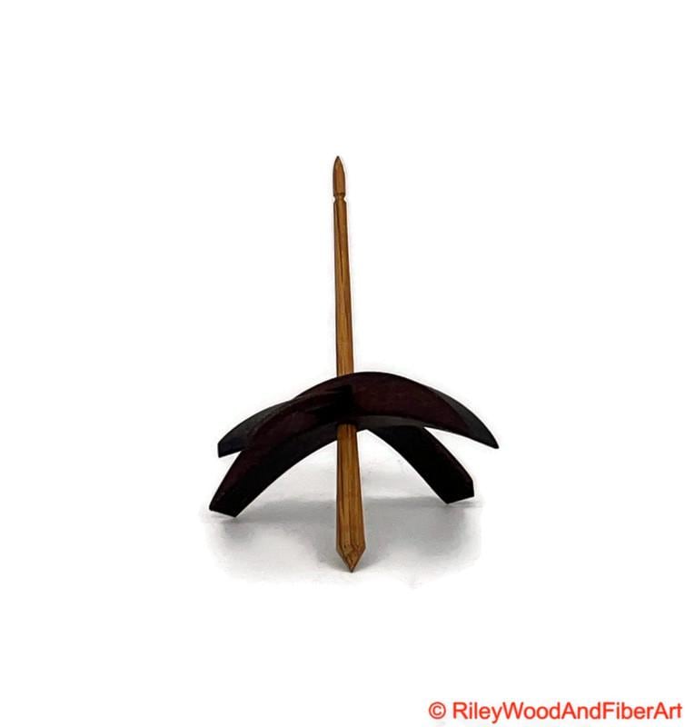 Medium Turkish Drop Spindle - Walnut Whorl with White Oak Shaft made by Riley Wood and Fiber Art