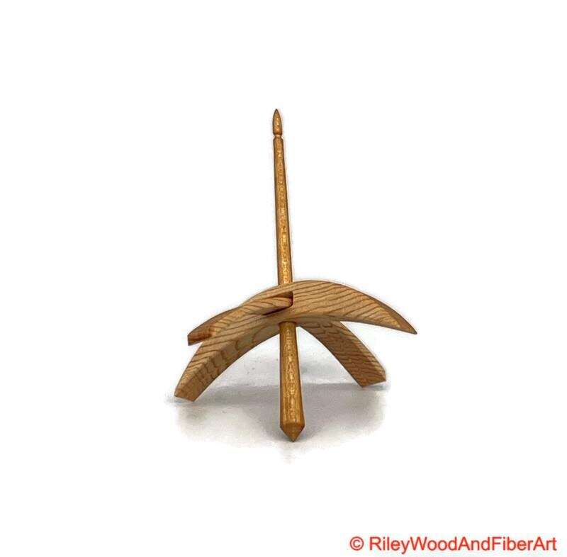 Medium Turkish Drop Spindle - Sitka Spruce Whorl with Apple Shaft made by Riley Wood and Fiber Art