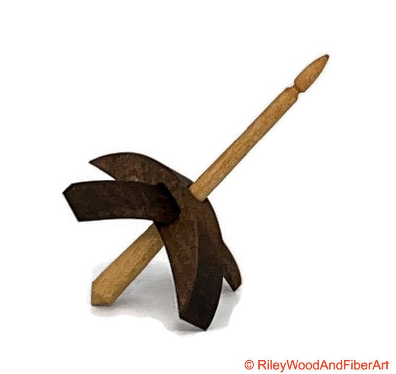 Mini Turkish Drop Spindle - Walnut Whorl with Apple Shaft Made by Riley Wood and Fiber Art