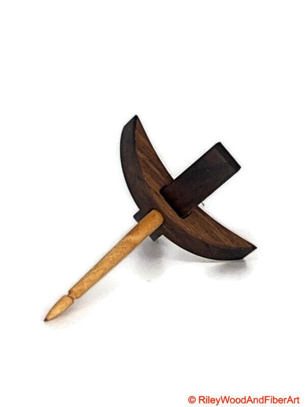 Mini Turkish Drop Spindle - Walnut Whorl with Maple Shaft Made by Riley Wood and Fiber Art