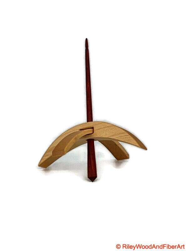 Medium Turkish Drop Spindle - Maple Whorl with Red Heart Shaft made by Riley Wood and Fiber Art