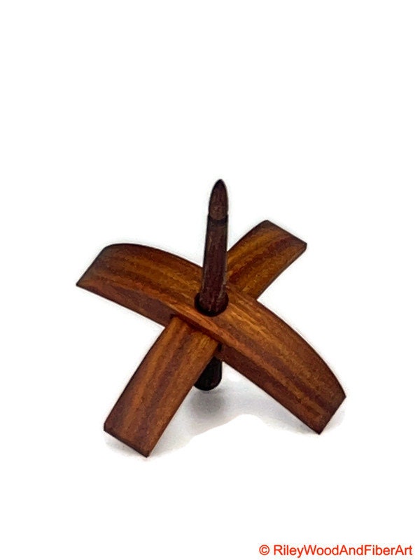 Mini Turkish Drop Spindle - Canary Whorl with Honduran Rosewood Shaft on white background