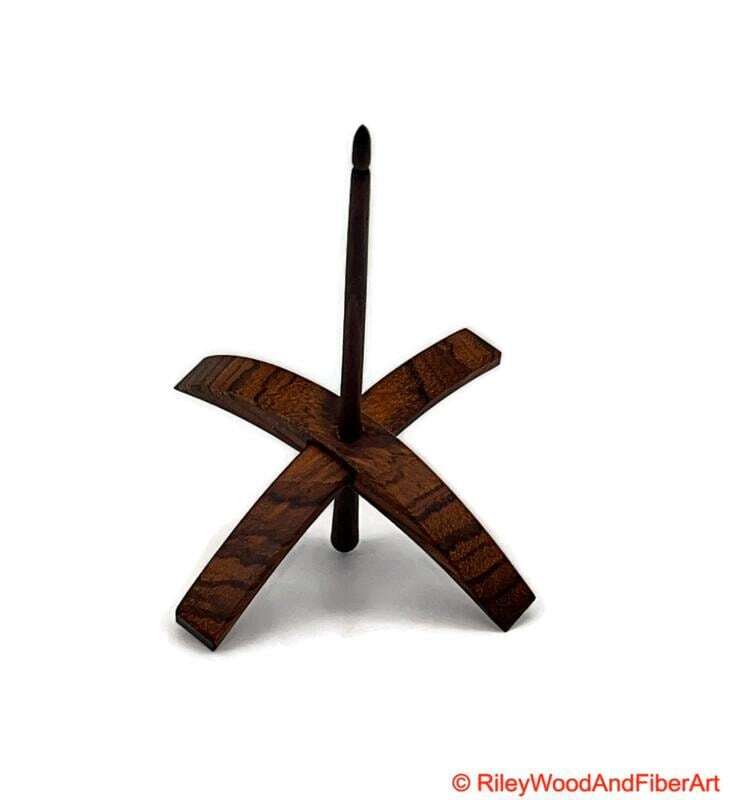 Mega Turkish Drop Spindle - Quartersawn Zebra Whorl with Walnut Shaft made by Riley Wood and Fiber Art