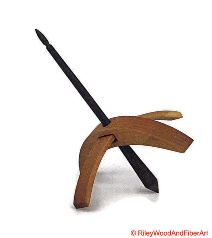 Medium Turkish Drop Spindle - Cherry at Demarcation Whorl with Honduran Rosewood Shaft made by Riley Wood and Fiber Art