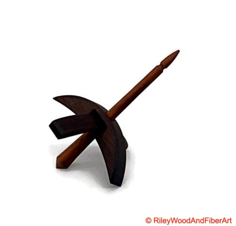 Mini Turkish Drop Spindle - Walnut Whorl with Plum Shaft made by Riley Wood and Fiber Art