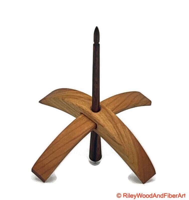 Medium Turkish Drop Spindle - Cherry at Demarcation Whorl with Jobillo Shaft made by Riley Wood and Fiber Art