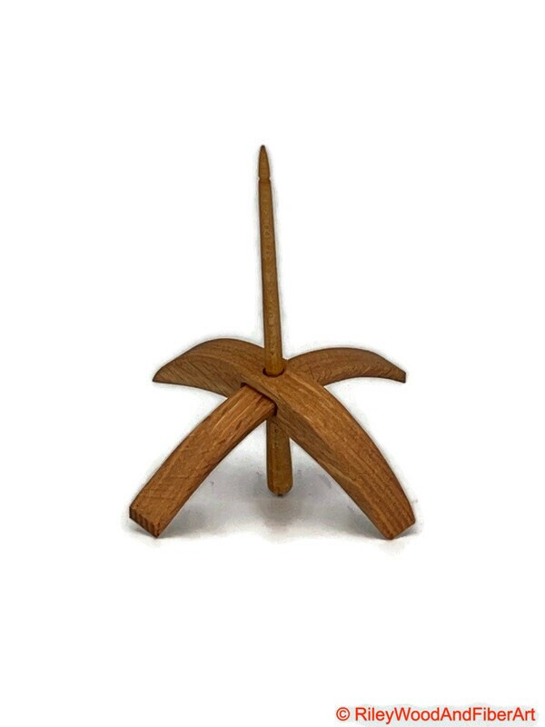 Medium Turkish Drop Spindle - Red Oak Whorl with Maple Shaft made by Riley Wood and Fiber Art