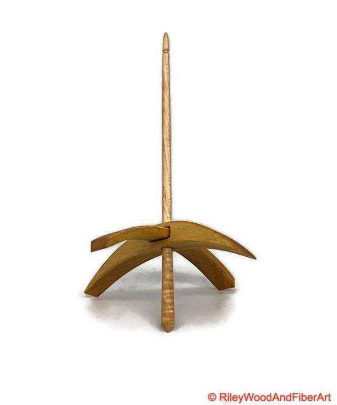 Mega Turkish Drop Spindle - Avodire Whorl with Curly Maple Shaft made by Riley Wood and Fiber Art