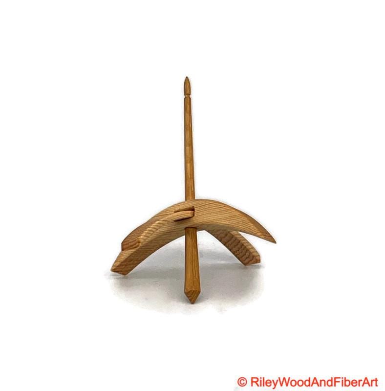 Medium Turkish Drop Spindle - Sitka Spruce Whorl with Hickory Shaft made by Riley Wood and Fiber Art