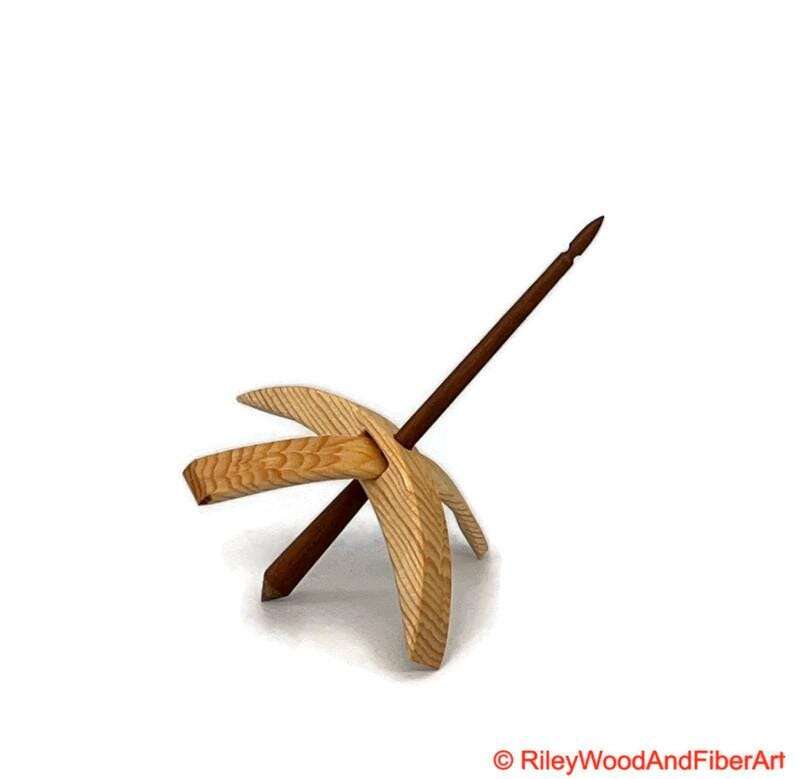 Medium Turkish Drop Spindle - Sitka Spruce Whorl with Cherry Shaft made by Riley Wood and Fiber Art
