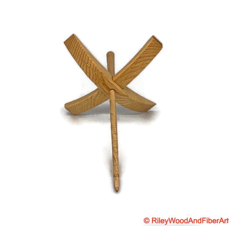 Mega Turkish Drop Spindle - Sitka Spruce Whorl with Curly Maple Shaft made by Riley Wood and Fiber Art