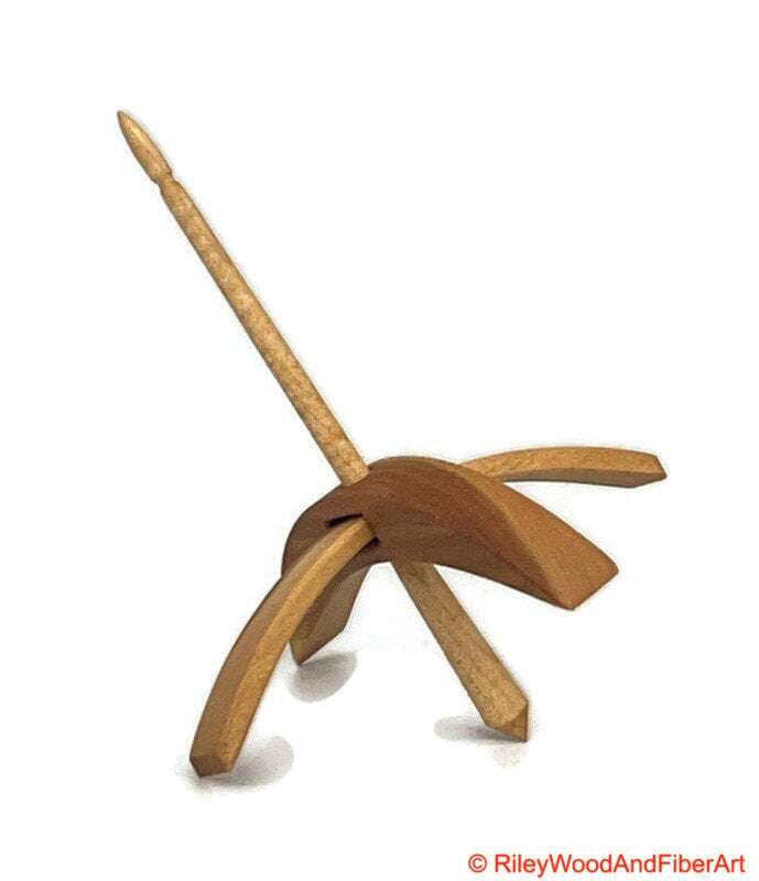 Medium Turkish Drop Spindle - Cherry at Demarcation Whorl with Curly Maple Shaft made by Riley Wood and Fiber Art