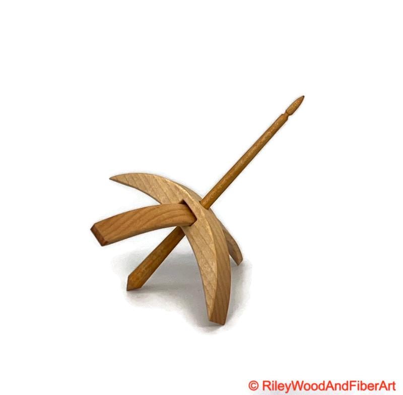 Medium Turkish Drop Spindle - Maple Whorl with Apple Shaft made by Riley Wood and Fiber Art