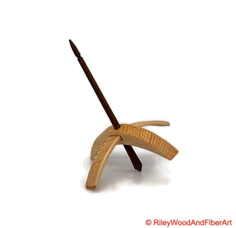 Medium Turkish Drop Spindle - Sitka Spruce Whorl with Walnut Shaft made by Riley Wood and Fiber Art