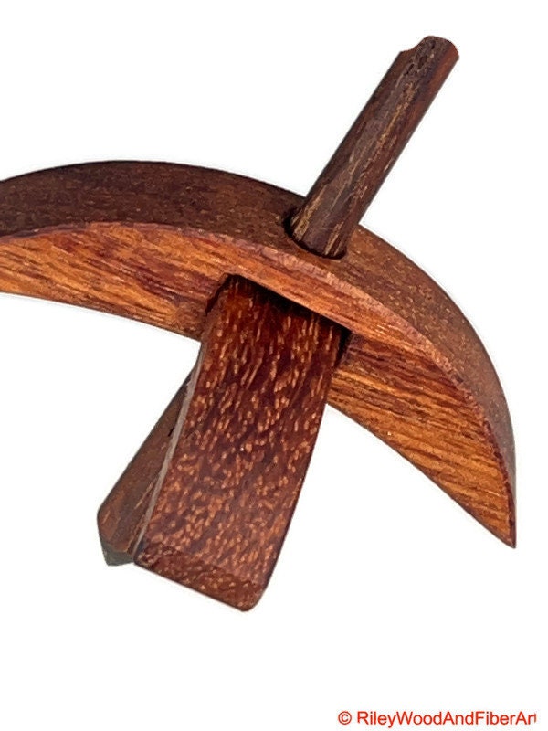 Mini Turkish Drop Spindle - Tzalam Whorl with Honduran Rosewood Shaft on white background