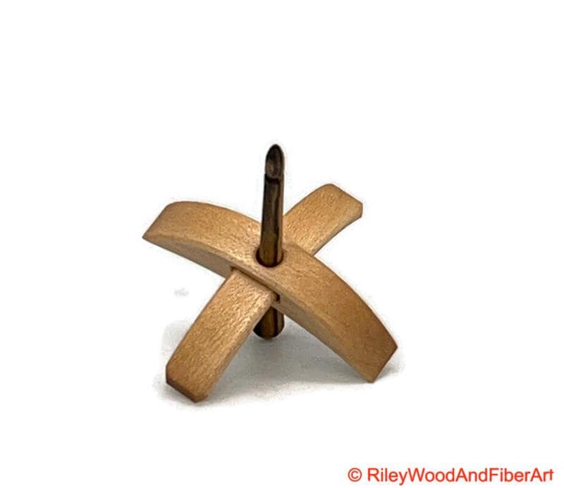 Mini Turkish Drop Spindle - Maple Whorl with Black and White Ebony Shaft made by Riley Wood and Fiber Art