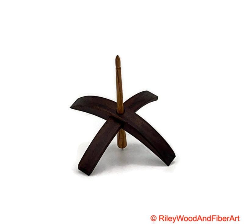 Medium Turkish Drop Spindle - Walnut Whorl with White Oak Shaft made by Riley Wood and Fiber Art