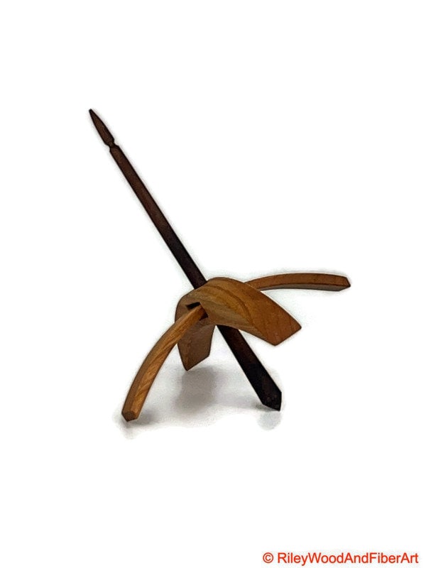 Medium Turkish Drop Spindle - Cherry Whorl with Walnut Shaft made by Riley Wood and Fiber Art