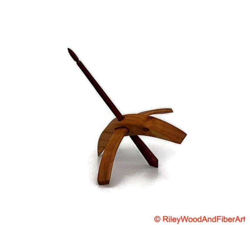 Medium Turkish Drop Spindle - Alder Whorl with Purple Heart Shaft made by Riley Wood and Fiber Art