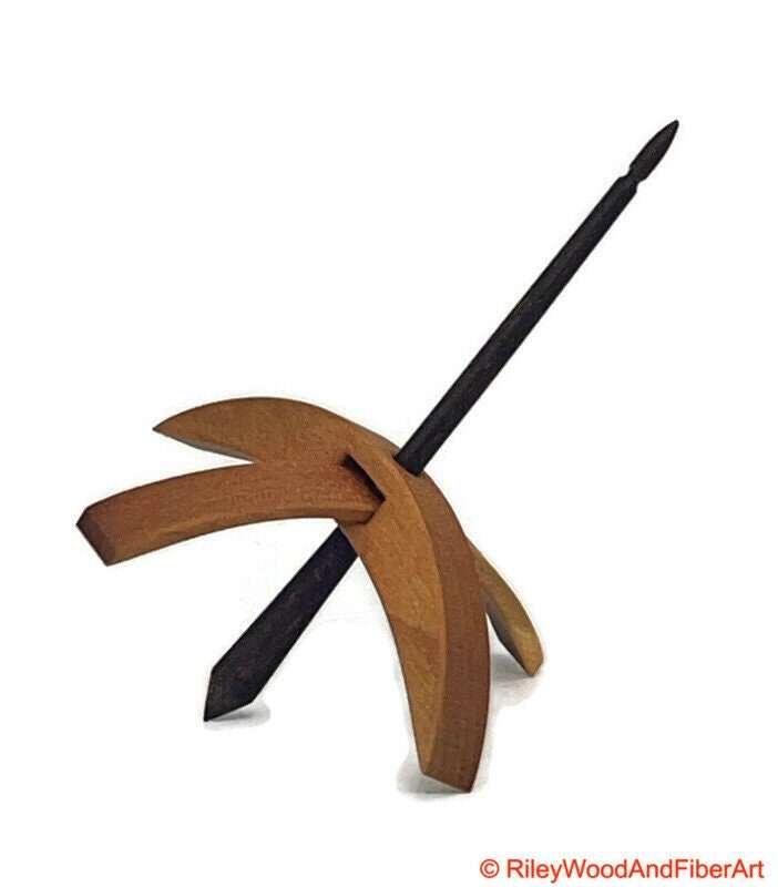 Medium Turkish Drop Spindle - Cherry at Demarcation Whorl with Honduran Rosewood Shaft made by Riley Wood and Fiber Art