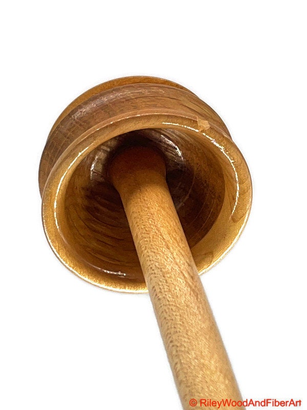 Top Whorl Drop Spindle - Walnut, Maple & White Oak - 45g Made by Riley Wood and Fiber Art