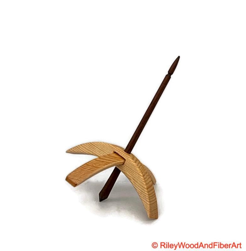 Medium Turkish Drop Spindle - Sitka Spruce Whorl with Walnut Shaft made by Riley Wood and Fiber Art