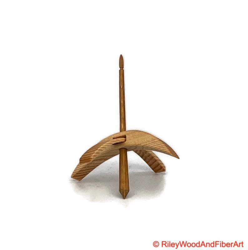 Medium Turkish Drop Spindle - Sitka Spruce Whorl with White Oak Shaft made by Riley Wood and Fiber Art