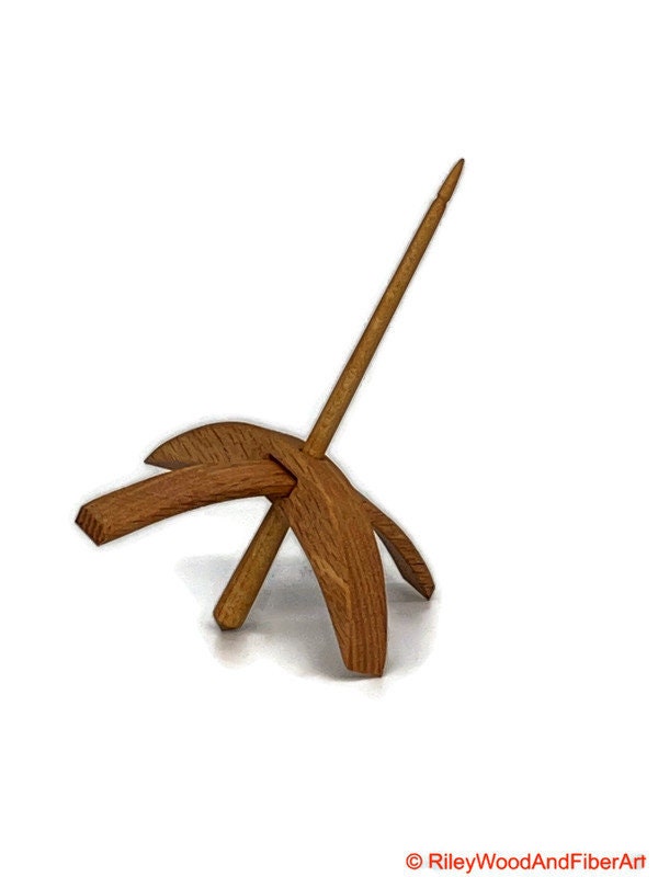 Medium Turkish Drop Spindle - Red Oak Whorl with Maple Shaft made by Riley Wood and Fiber Art