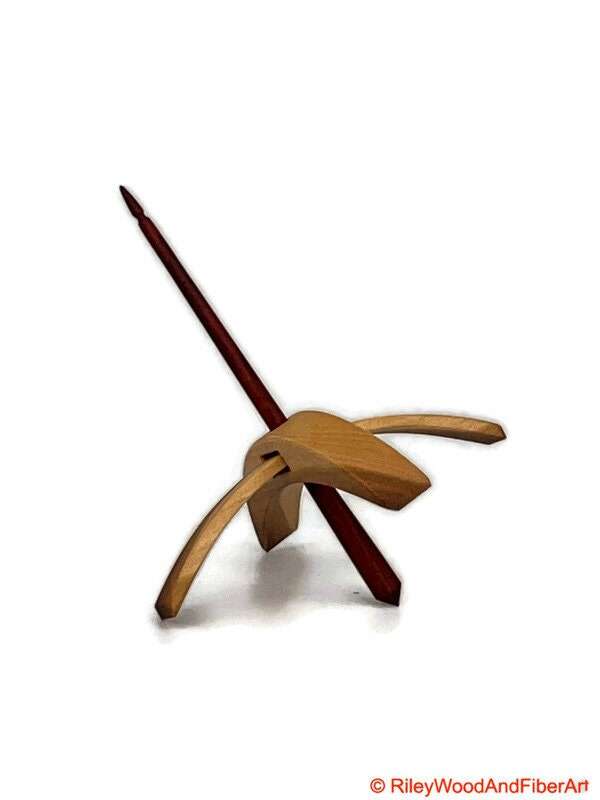 Medium Turkish Drop Spindle - Cherry at Demarcation Whorl with Red Heart Shaft made by Riley Wood and Fiber Art