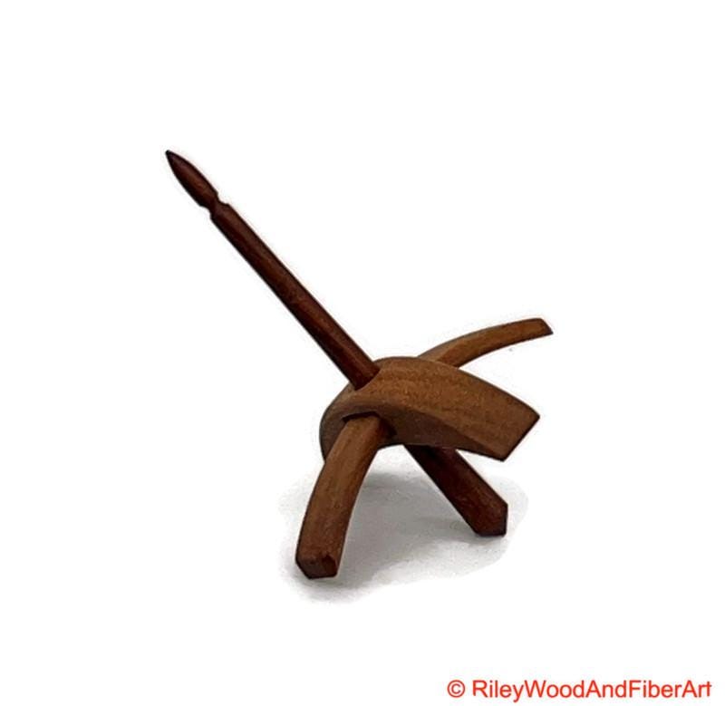 Mini Turkish Drop Spindle - Cherry Whorl with Cocobolo Shaft on white background