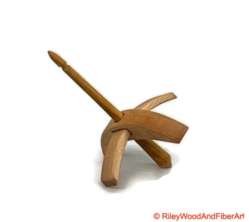 Mini Turkish Drop Spindle - Maple Whorl with Hickory Shaft made by Riley Wood and Fiber Art