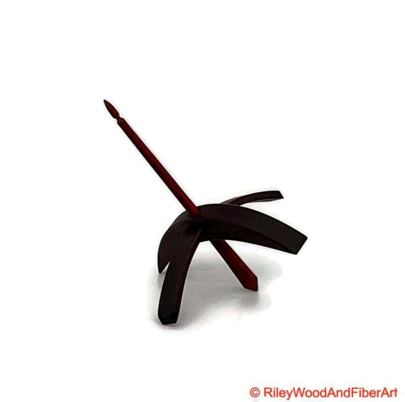Medium Turkish Drop Spindle - Walnut Whorl with Red Heart Shaft made by Riley Wood and Fiber Art