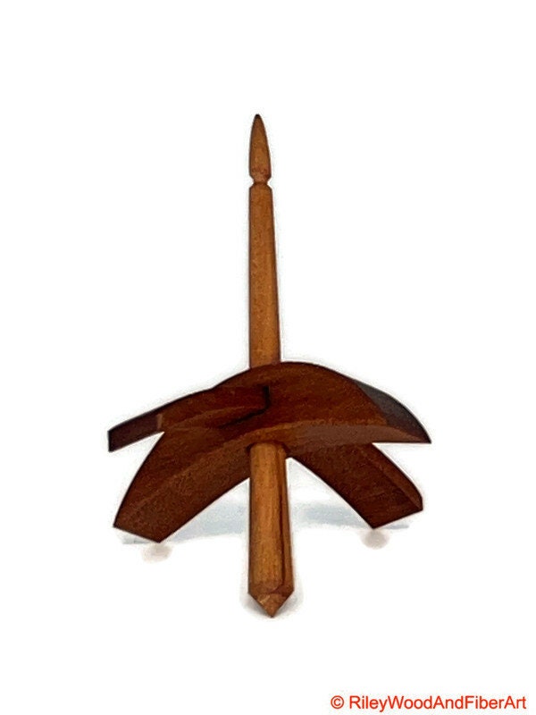 Mini Turkish Drop Spindle - Cherry Whorl with Maple Heartwood Shaft on white background