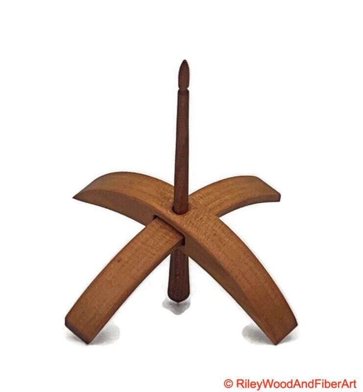 Medium Turkish Drop Spindle - Cherry Whorl with Plum Shaft made by Riley Wood and Fiber Art